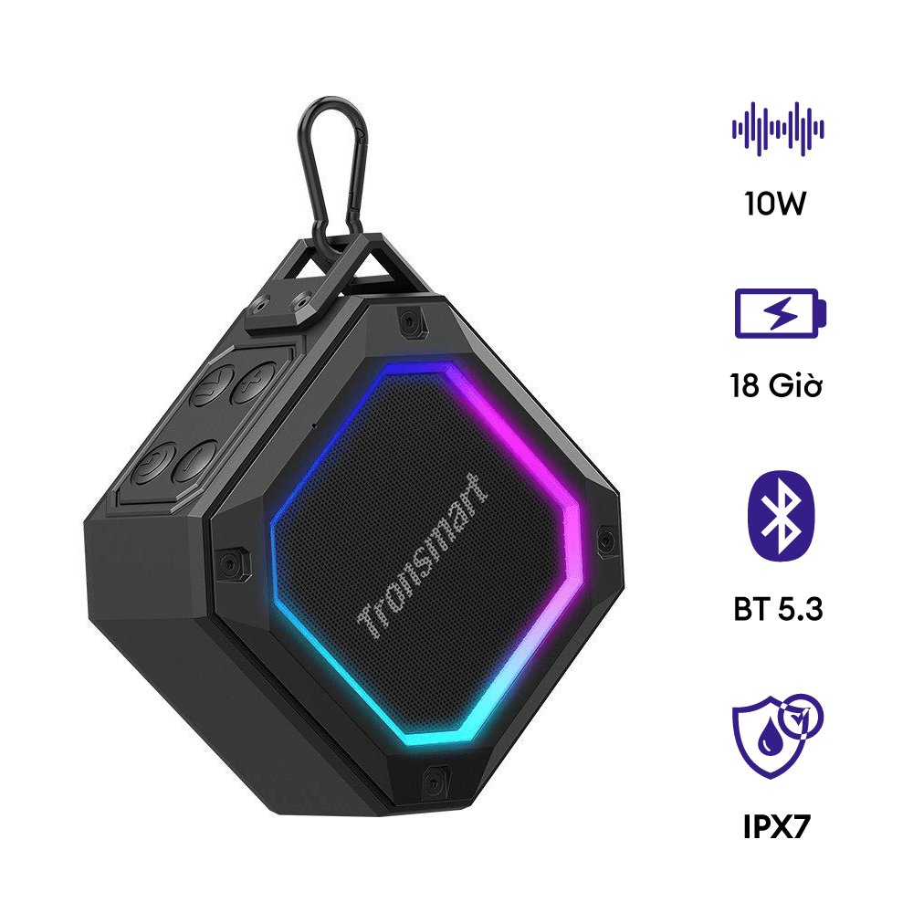 Loa Bluetooth Tronsmart Groove 2: Chống Nước IPX7, Bass Mạnh, LED RGB, Pin 18H 2 Loa Bluetooth Tronsmart Groove 2: Chống Nước IPX7, Bass Mạnh, LED RGB, Pin 18H