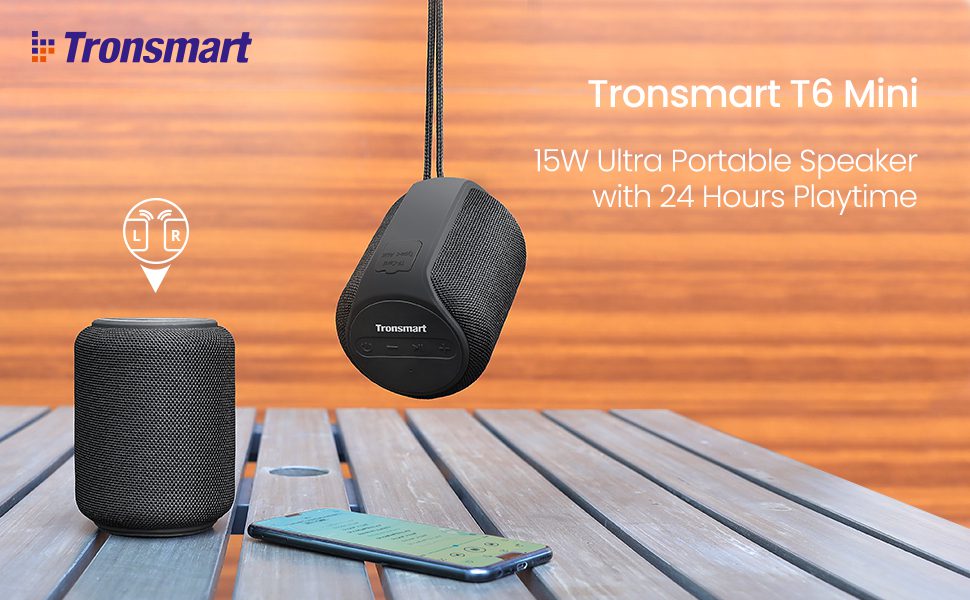 Loa Tronsmart T6 Mini Upgraded 15W – Bluetooth 5.3, Pin 24 giờ