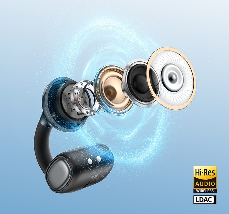 Tai nghe kẹp vành tai Tronsmart OpenFly Clip 2 27 Tai nghe kẹp vành tai OpenFly Clip 2 Driver 11mm nam châm kép — Dải tần 20Hz–40kHz, giải mã LDAC